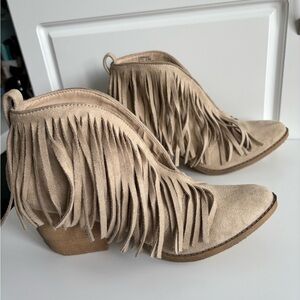 Coconuts by Matisse Lambert Fringe Ankle Booties Western Cowgirl
